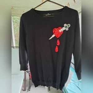 Nicoletta Carlone Sequin Heart Dagger Sweater
